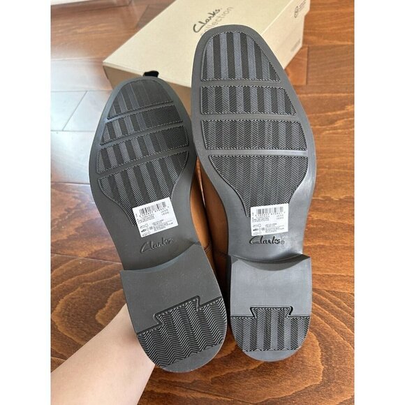 Clarks Men's Tilden Plain Oxford Dark Tan Lace Up Dress Shoe NEW US size 9 W - Picture 8 of 10